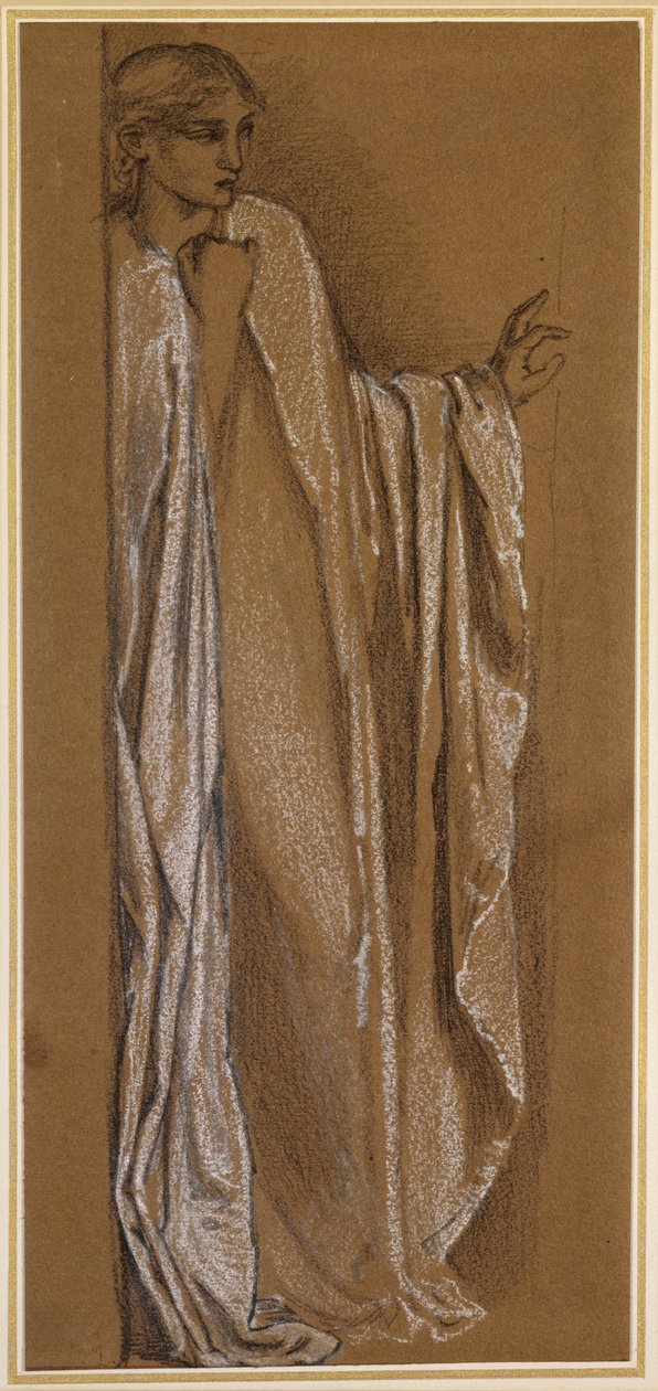 Estudo para &39;Danae&39; (giz preto e branco sobre papel pardo) de Edward Burne Jones