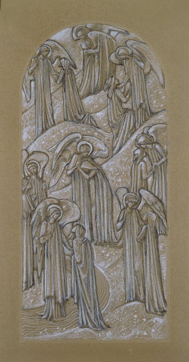 Estudo para uma janela de vitral (giz no papel) de Edward Burne Jones