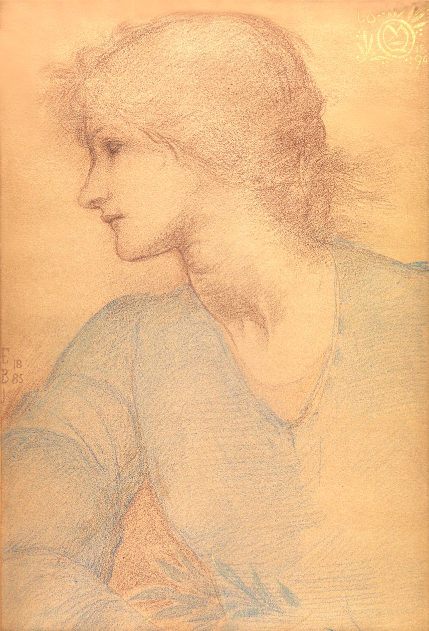 Estudo em giz colorido, para uma foto, 1885 (giz no papel) de Edward Burne Jones