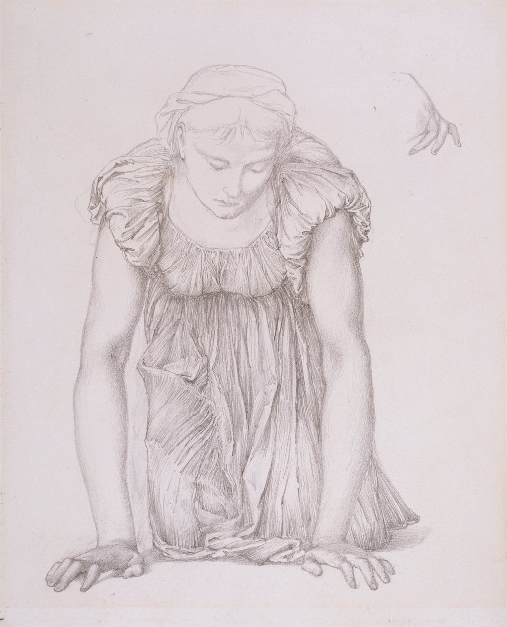 Estudo de uma menina ajoelhada para &39;O Espelho de Vênus&39;, c.1873 (ver 15161) de Edward Burne Jones