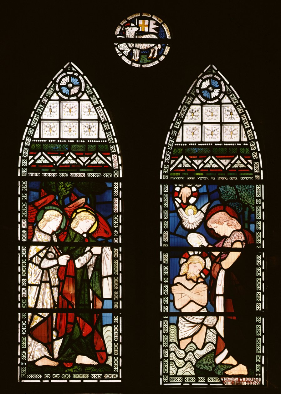 O batismo de Cristo, 1862 (vitral) de Edward Burne Jones