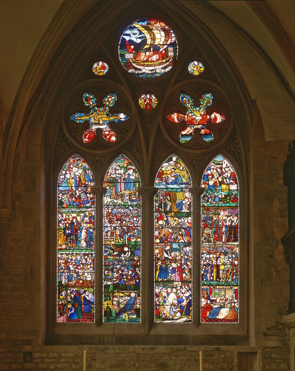 A morte de São Frideswide, janela do leste da capela Latin, 1859 (vitral) de Edward Burne Jones