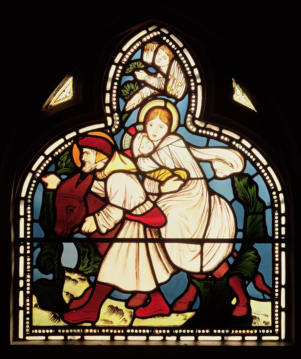 A fuga para o Egito, 1862 (vitral) de Edward Burne Jones