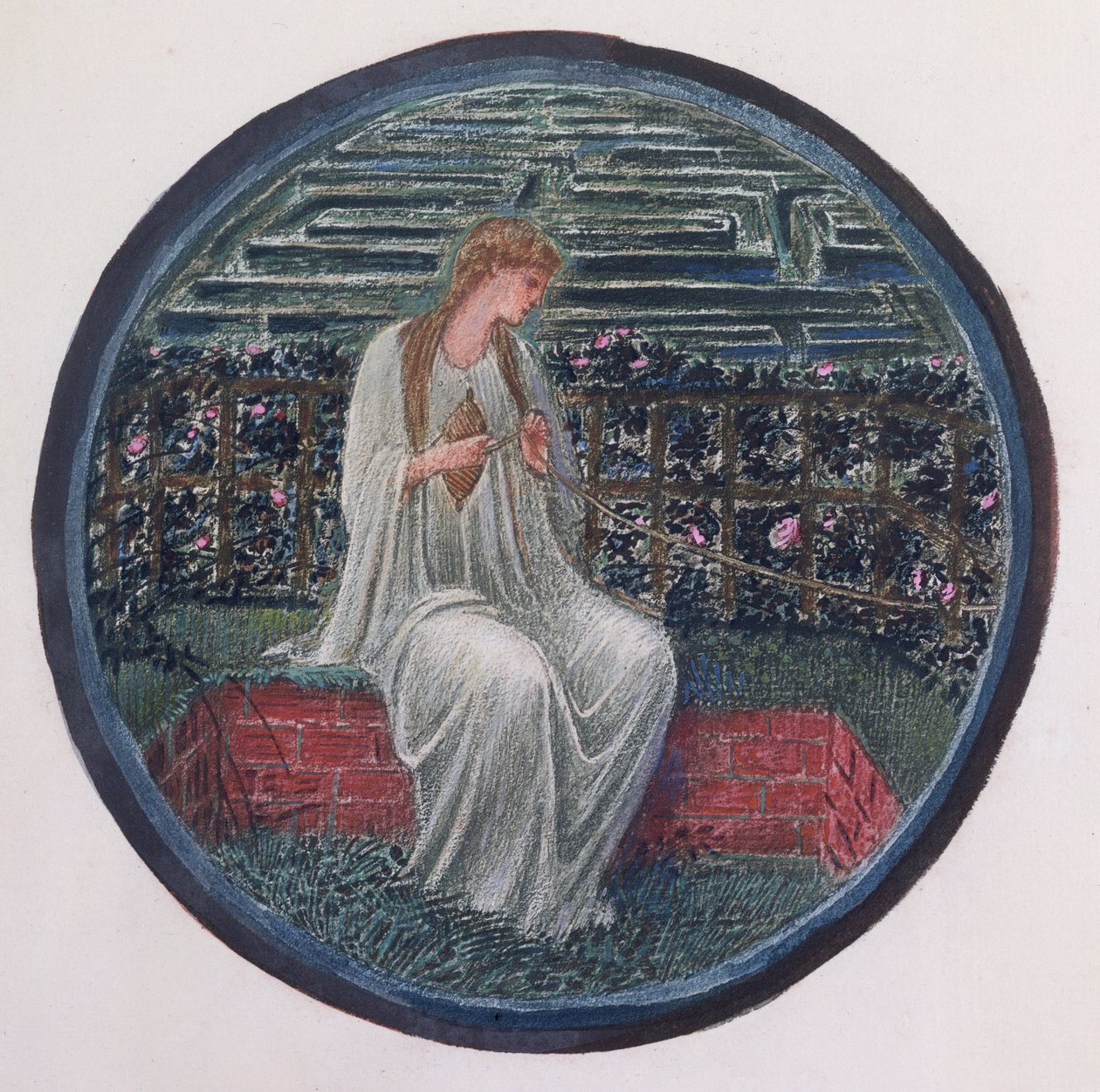 O Livro das Flores: XIV. Love in a Tangle, 1905 (litografia com guache sobre papel) de Edward Burne Jones