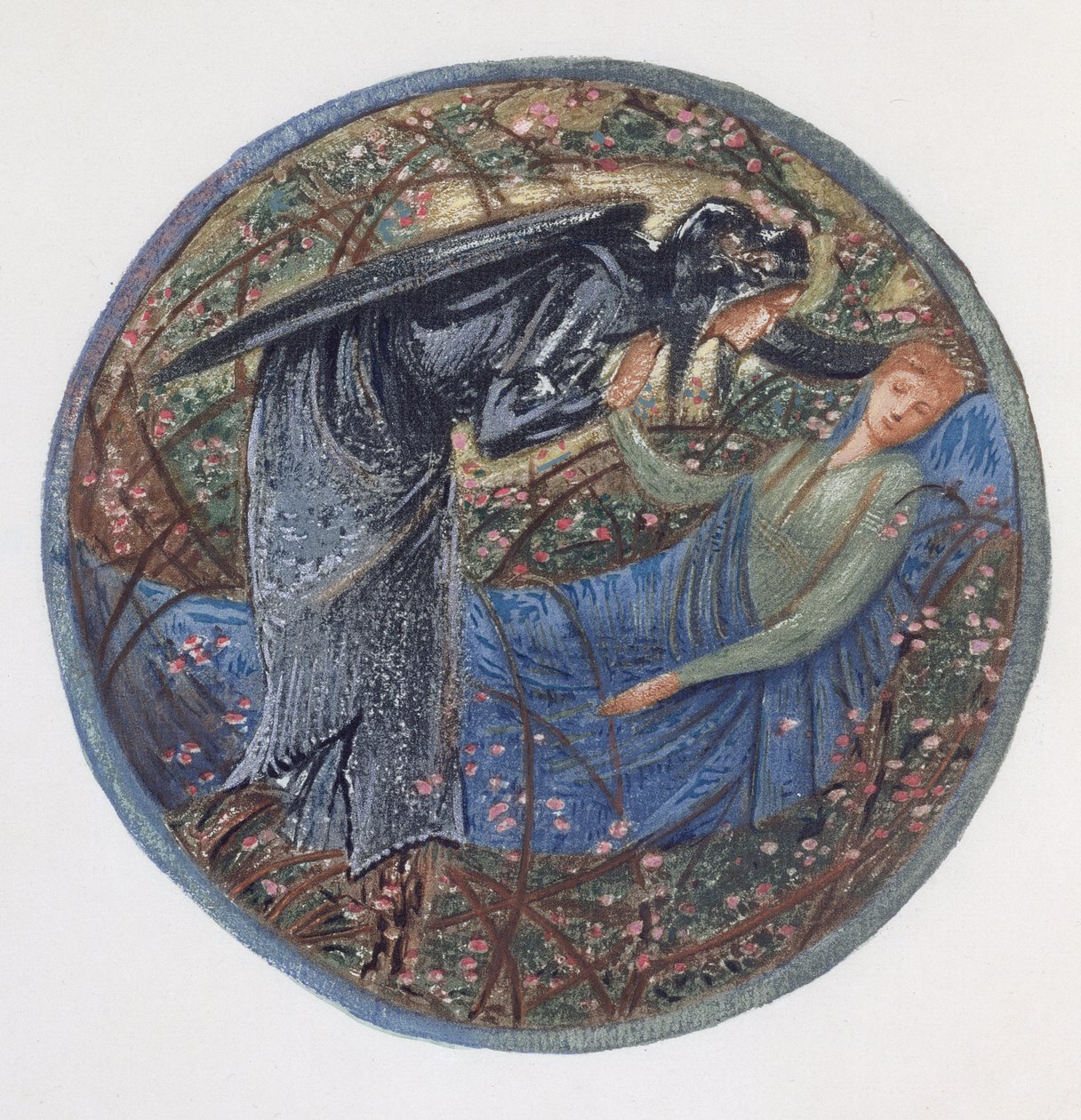O livro da flor: XXIII. Acorde, querida! (litho com guache sobre papel) de Edward Burne Jones