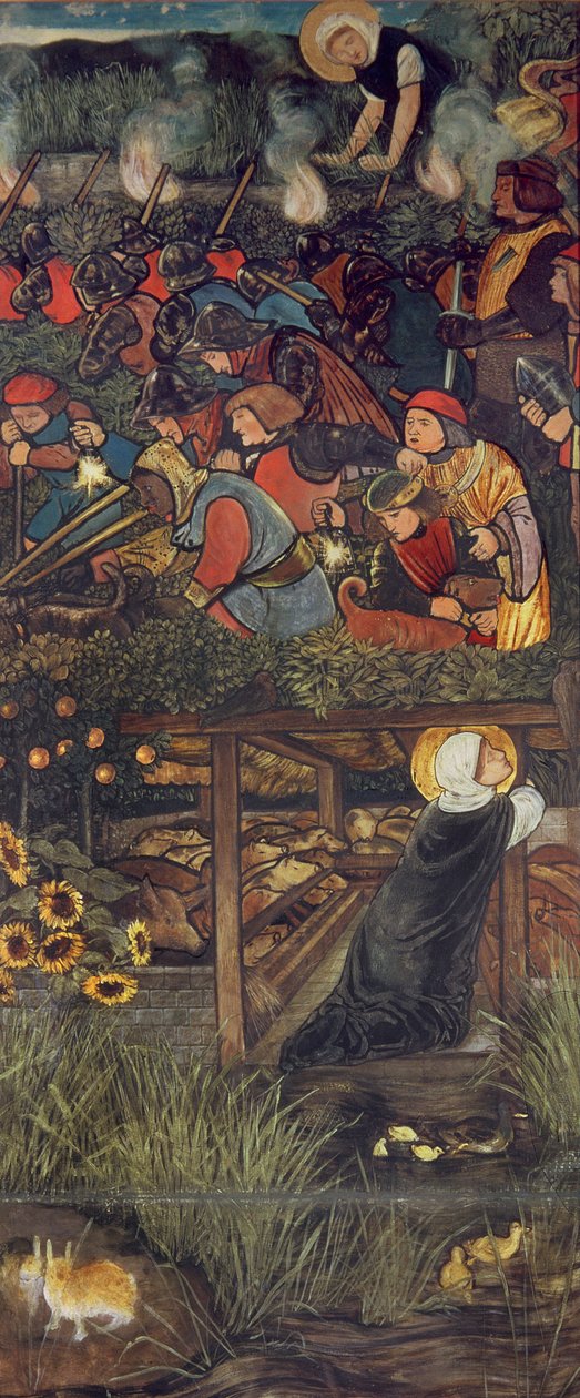 The Legend of St. Frideswide, 1859, estudo do petróleo para um vitral na Capela Latina da Christ Church Cathedral, Oxford de Edward Burne Jones