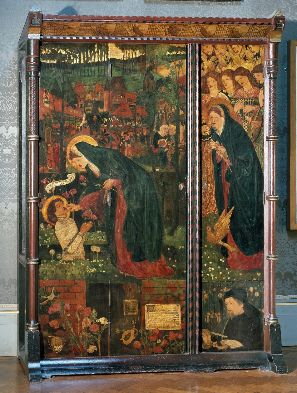 O guarda-roupa prioress &39;Tale, decorado, projetado por Philip Webb (1831-1915), 1859 de Edward Burne Jones