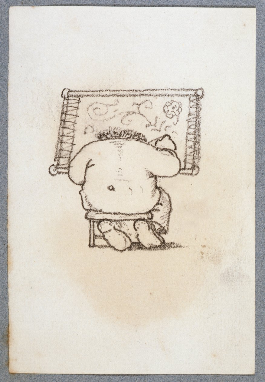 William Morris (1834-96) Trabalhando numa Tapeçaria, Visto de Trás, de um álbum de desenhos de Edward Burne Jones