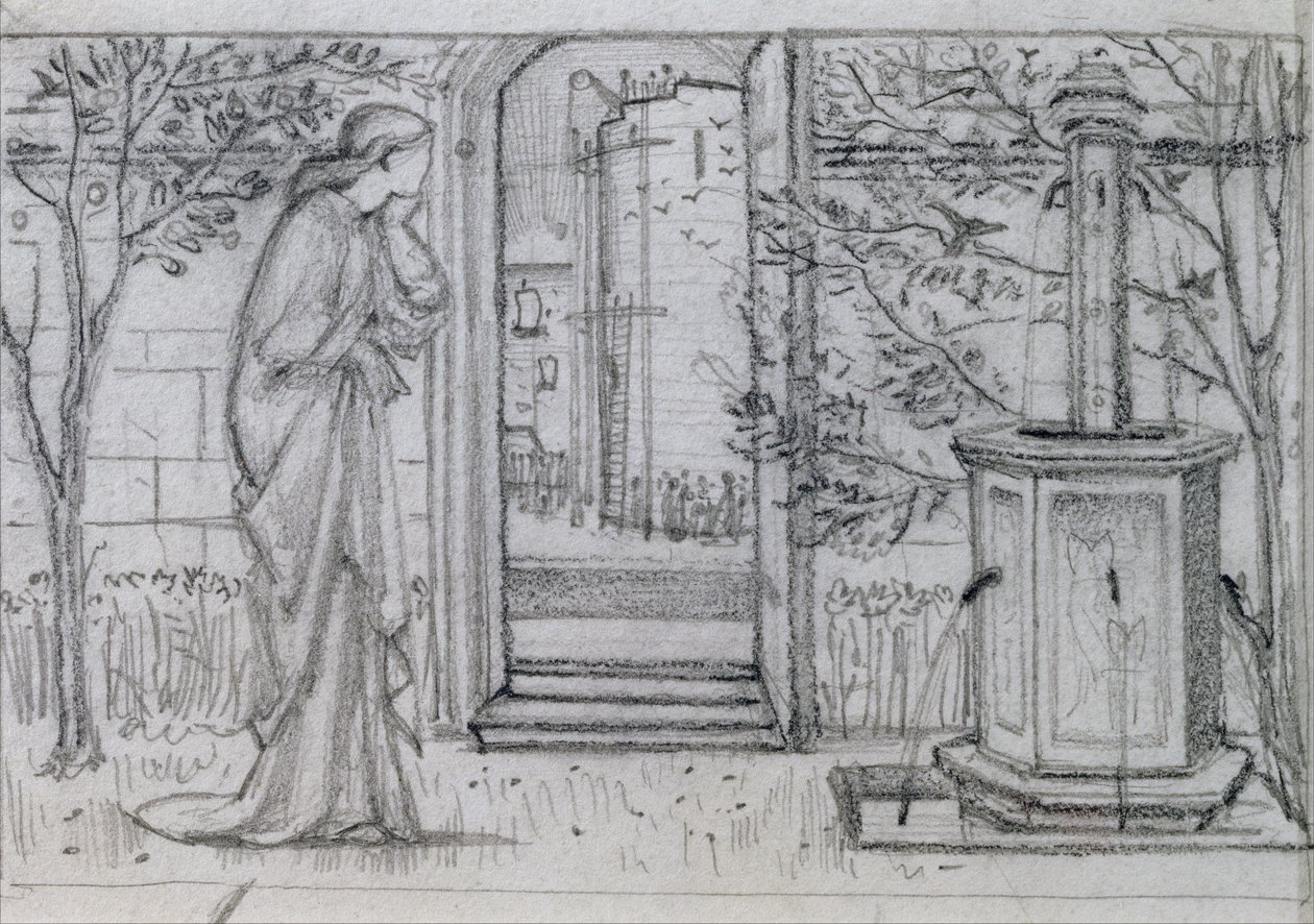 Um estudo para Danae e a torre de bronze, 1869-70 de Edward Burne Jones