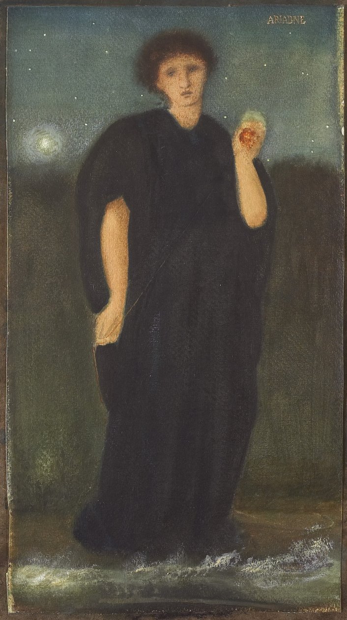 Ariadne, c.1867 (wc e guache com branco opaco, elevado com goma arábica em papel de seda) de Edward Burne Jones