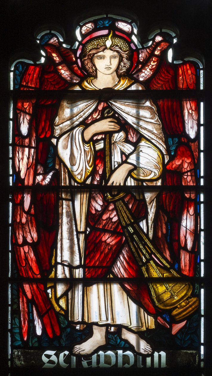 Cambridge, Capela da Faculdade de Jesus, Morris & Co., Edward Burne-Jones, Serafim, 1873 de Edward Burne Jones