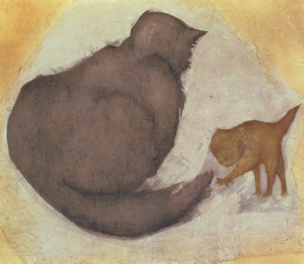 Gato e gatinho (wc em gesso) de Edward Burne Jones