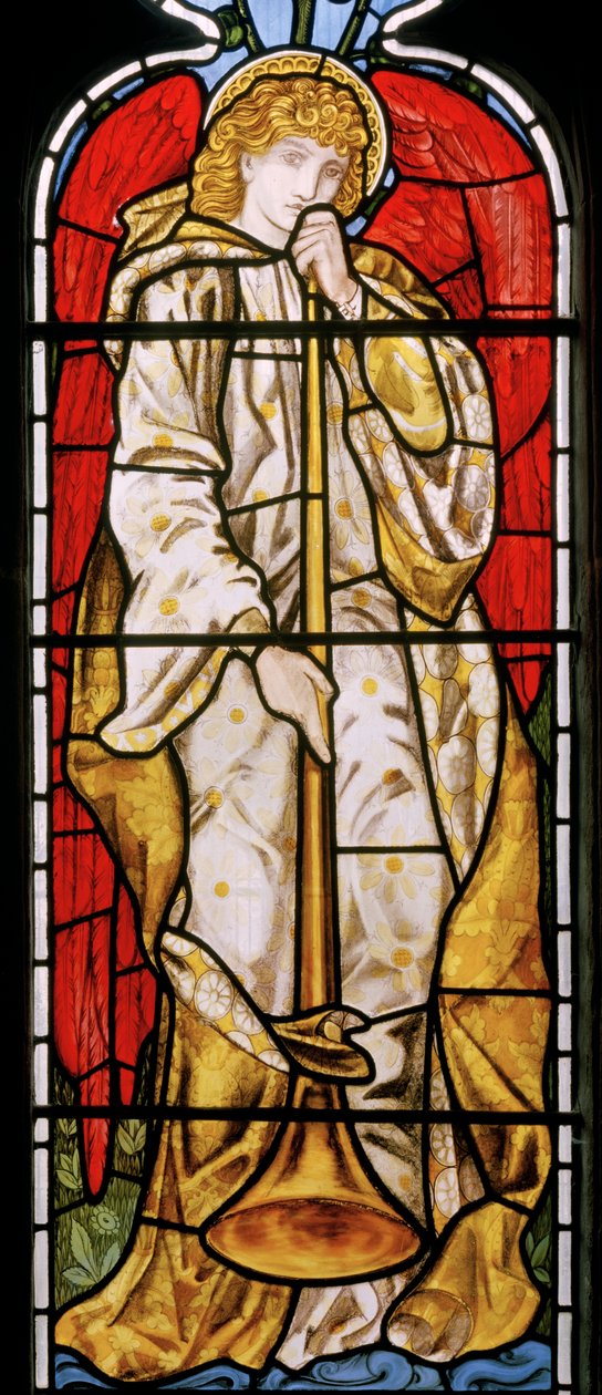 Cheddleton, Morris, Marshall, Faulkner & Co, Edward Burne-Jones, Anjo da Trombeta, 1869 de Edward Burne Jones