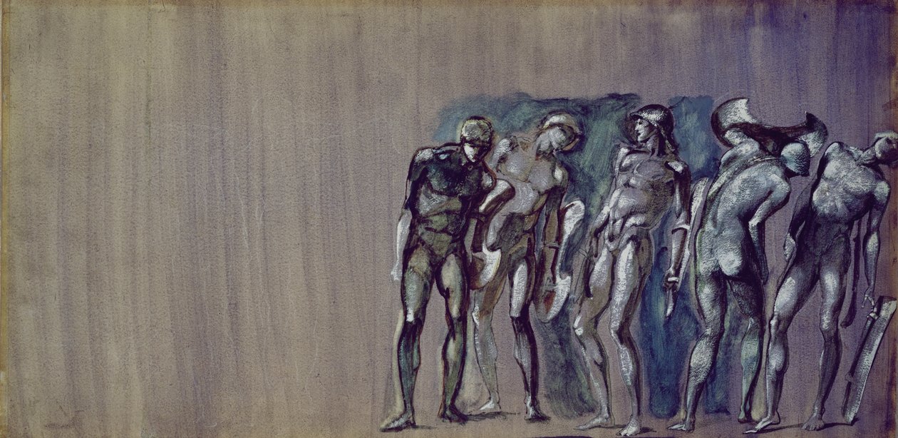 Cortesãos sendo transformados em pedra, da série "Perseus" de Edward Burne Jones