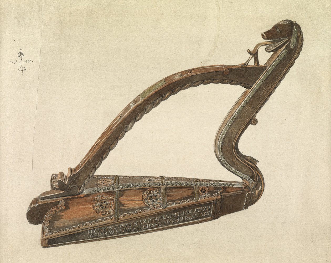 Harpa irlandesa, 1889 (lápis, caneta e tinta no papel) de Edward Burne Jones