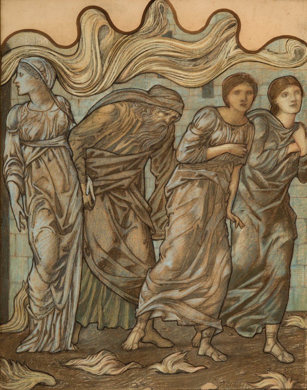 Lot e suas Filhas, 1874 (wc, giz e guache no papel) de Edward Burne Jones