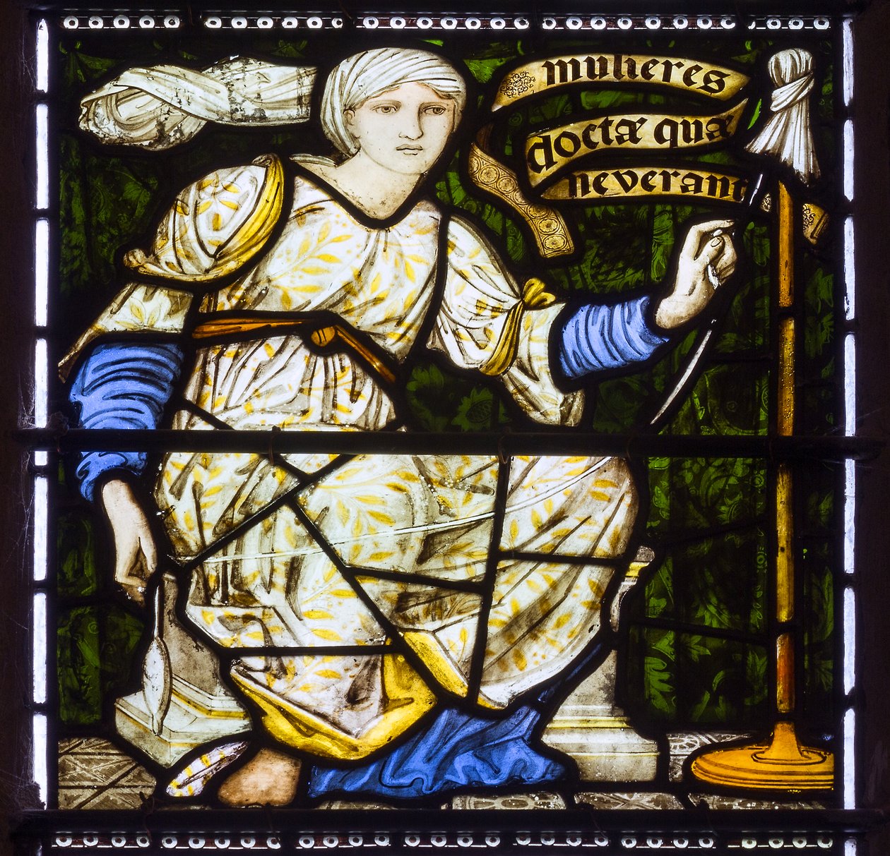Abadia de Paisley, Morris & Co., Edward Burne-Jones, A mulher virtuosa, ela coloca a mão no fuso, 1874 de Edward Burne Jones
