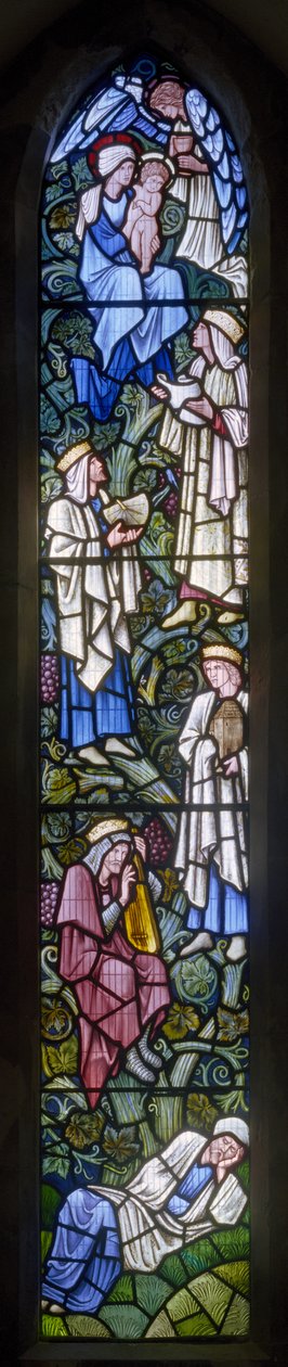 Rottingdean, St Margaret, Morris & Co., Edward Burne-Jones, A árvore de Jesse, auto-retrato, 1897 de Edward Burne Jones