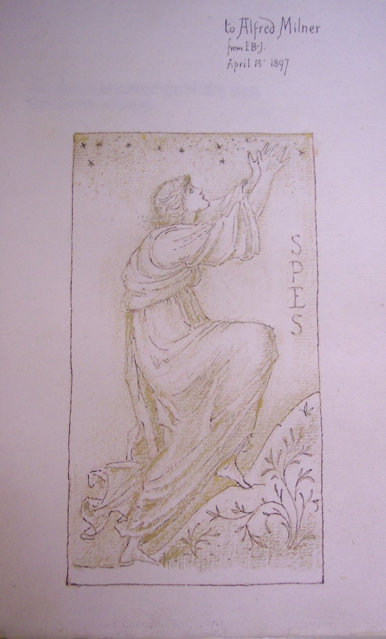 Spes, ilustração no verso de &39;Utopia&39; por Thomas More, 1897 (caneta e tinta sobre papel) de Edward Burne Jones