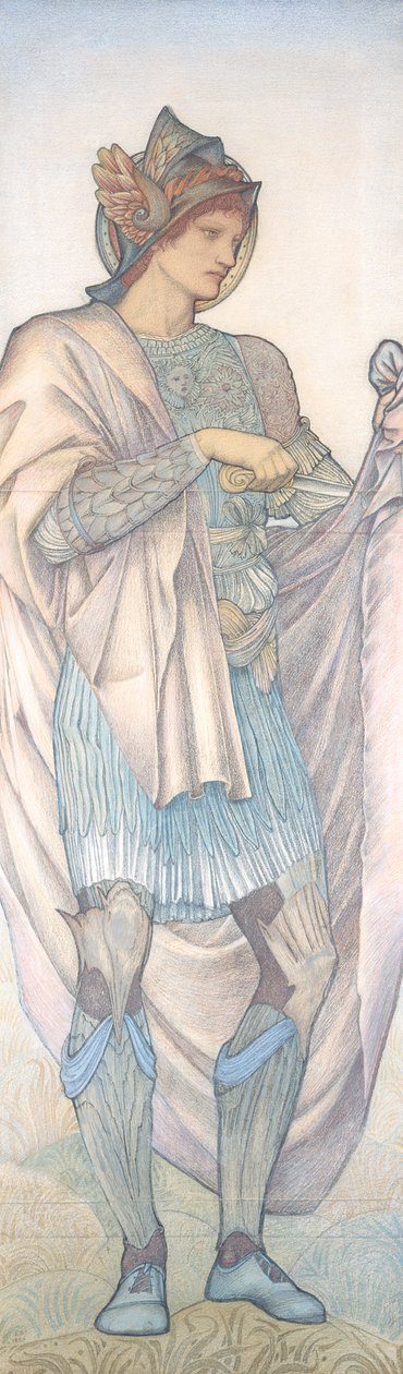 São Martinho Cortando seu Manto (giz colorido sobre papel) de Edward Burne Jones