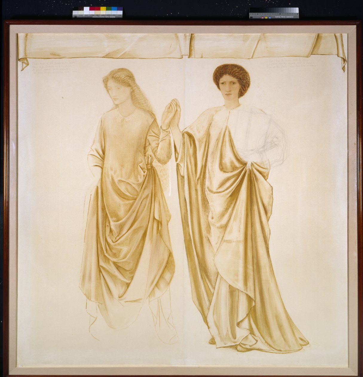As duas esposas de Jason, antes de 1872 (aquarela e bodycolour sobre giz preto no papel) de Edward Burne Jones
