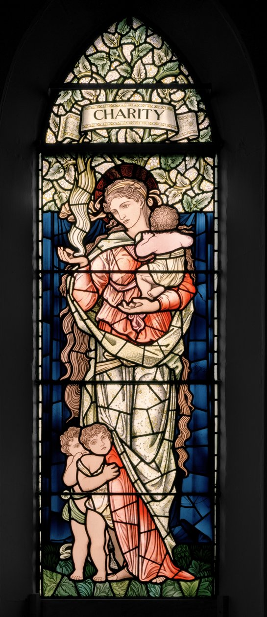 Birmingham, Ward End, St. Margaret, Morris & Co., Edward Burne-Jones, John Henry Dearle (1859-1932), Caridade, 1902 de Edward Coley and Dearle Burne Jones