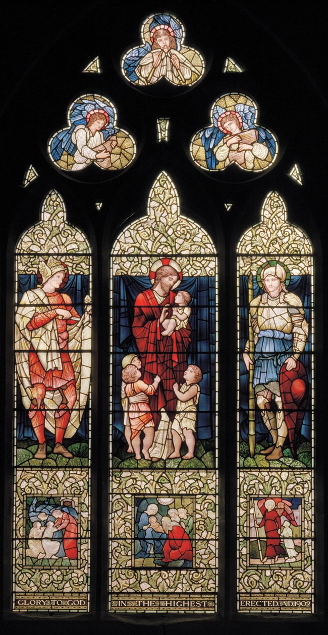 Wilden, Todos os Santos, Janela do Leste, Morris & Co., Edward Burne-Jones, John Henry Dearle (1859-1932), São Martinho, Cristo Abençoando as Crianças, São Jorge, 1902-1914, Louisa, Alfred, Os Baldwins, Prime Minuto de Edward Coley and Dearle Burne Jones