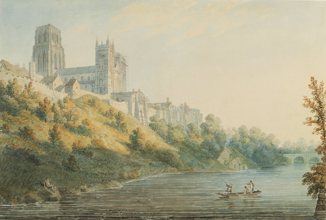 Catedral de Durham (wc, caneta e tinta no papel) de Edward Dayes