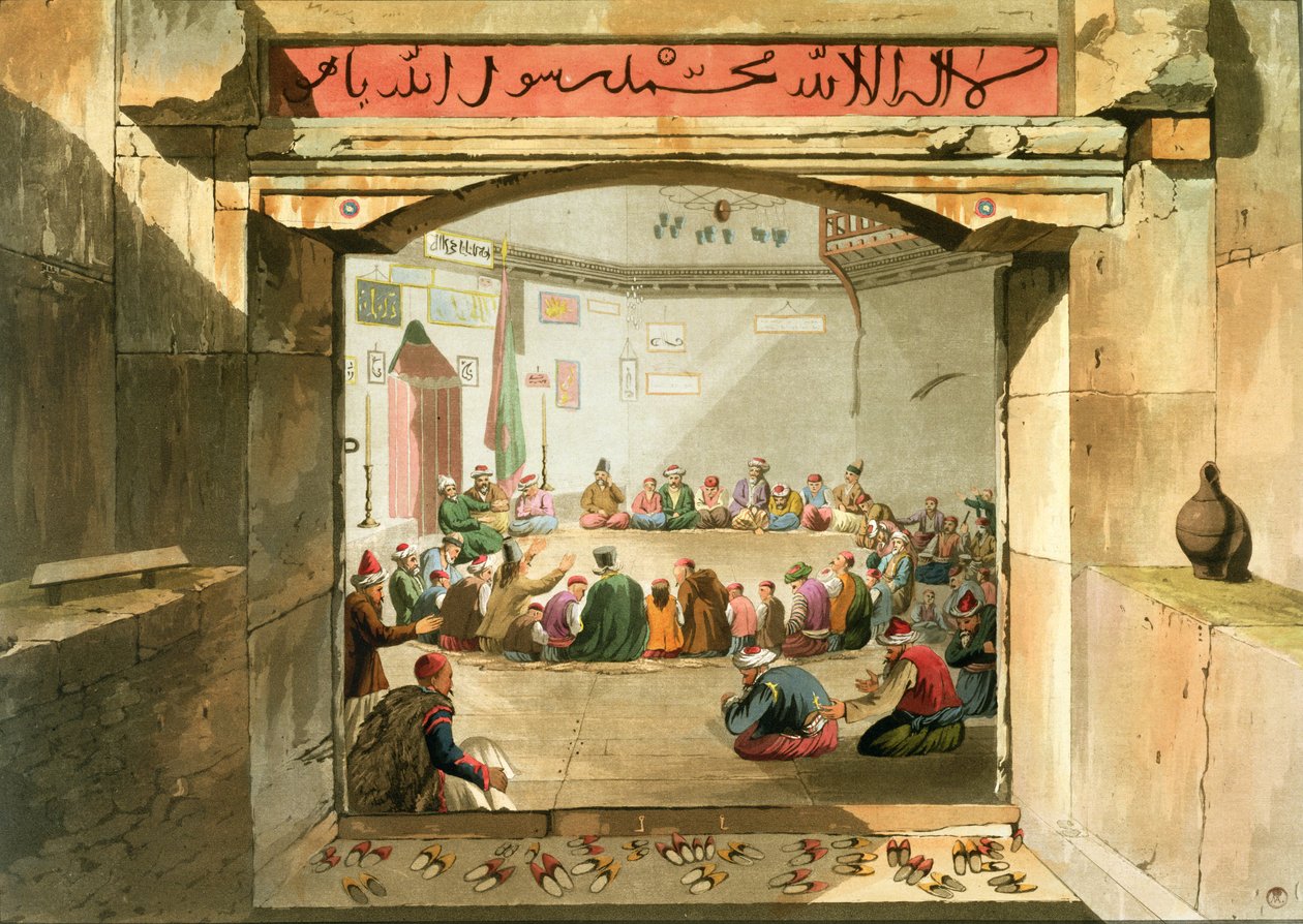 A entrada para a torre dos ventos, Atenas, de &39;vistas na Grécia&39;, pub. 1821 (aquatinta) de Edward Dodwell
