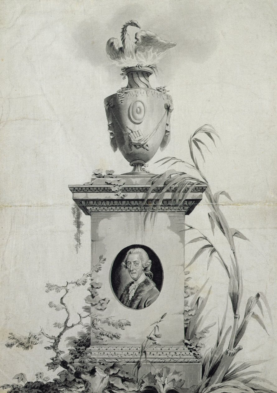 Design para a página de título dos trabalhos coletados do Dr. Thomas Arne (1710-78) (tinta e lavagem) (veja também 84540) de Edward Francis Burney