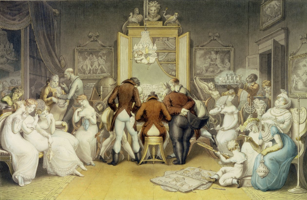 O Triunfo da Música, c.1820 (wc, caneta e tinta sobre o papel) de Edward Francis Burney