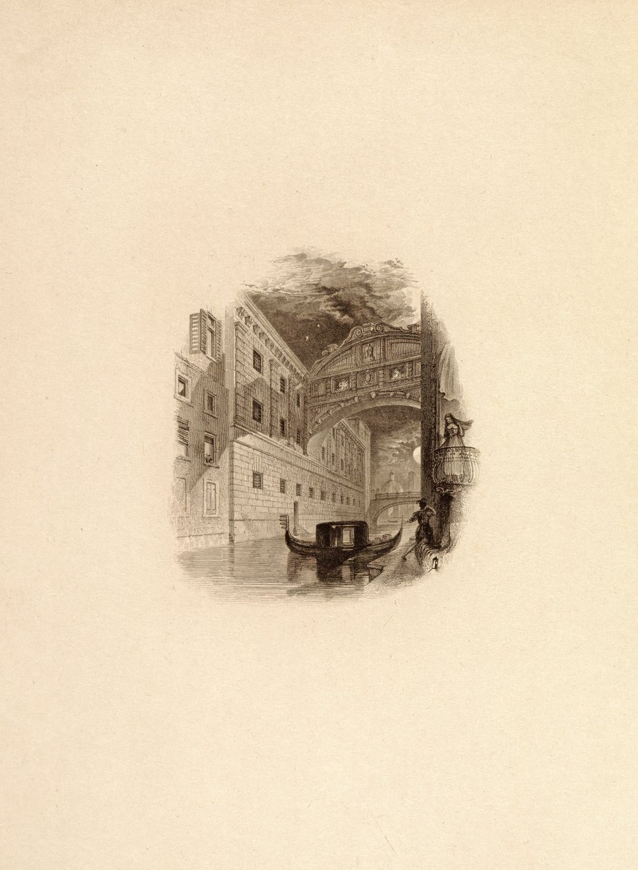 A ponte dos suspiros, Veneza, c.1832 de Edward Francis Finden