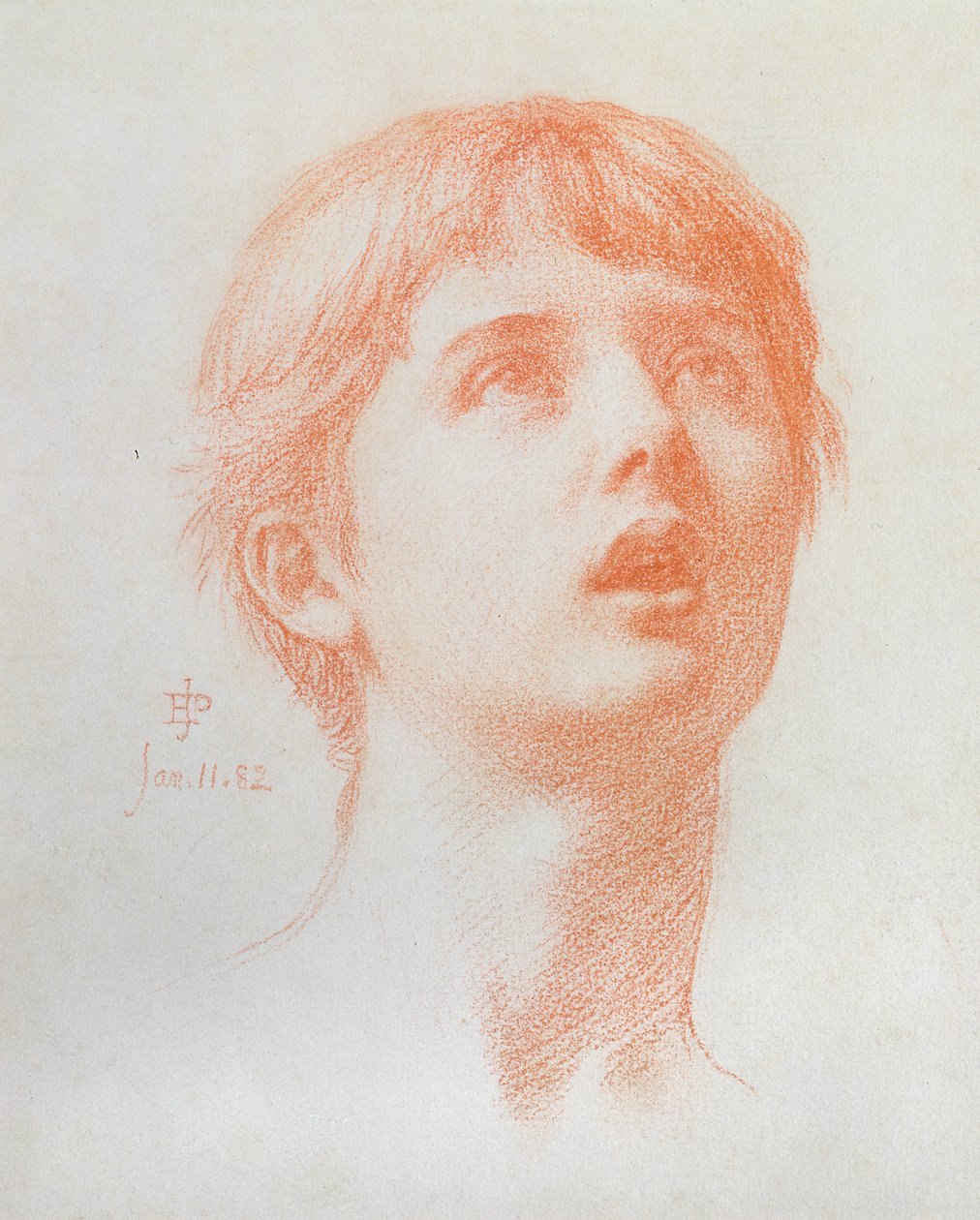 Cabeça de anjo - estudo para o mosaico em São Paulo, 1882 (giz no papel) de Edward John Poynter