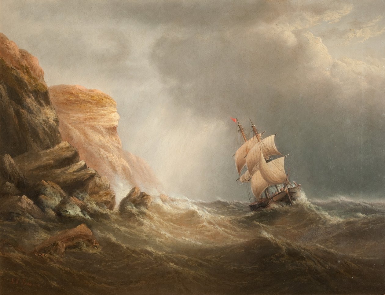 Cena costeira rochosa de Edward King Redmore