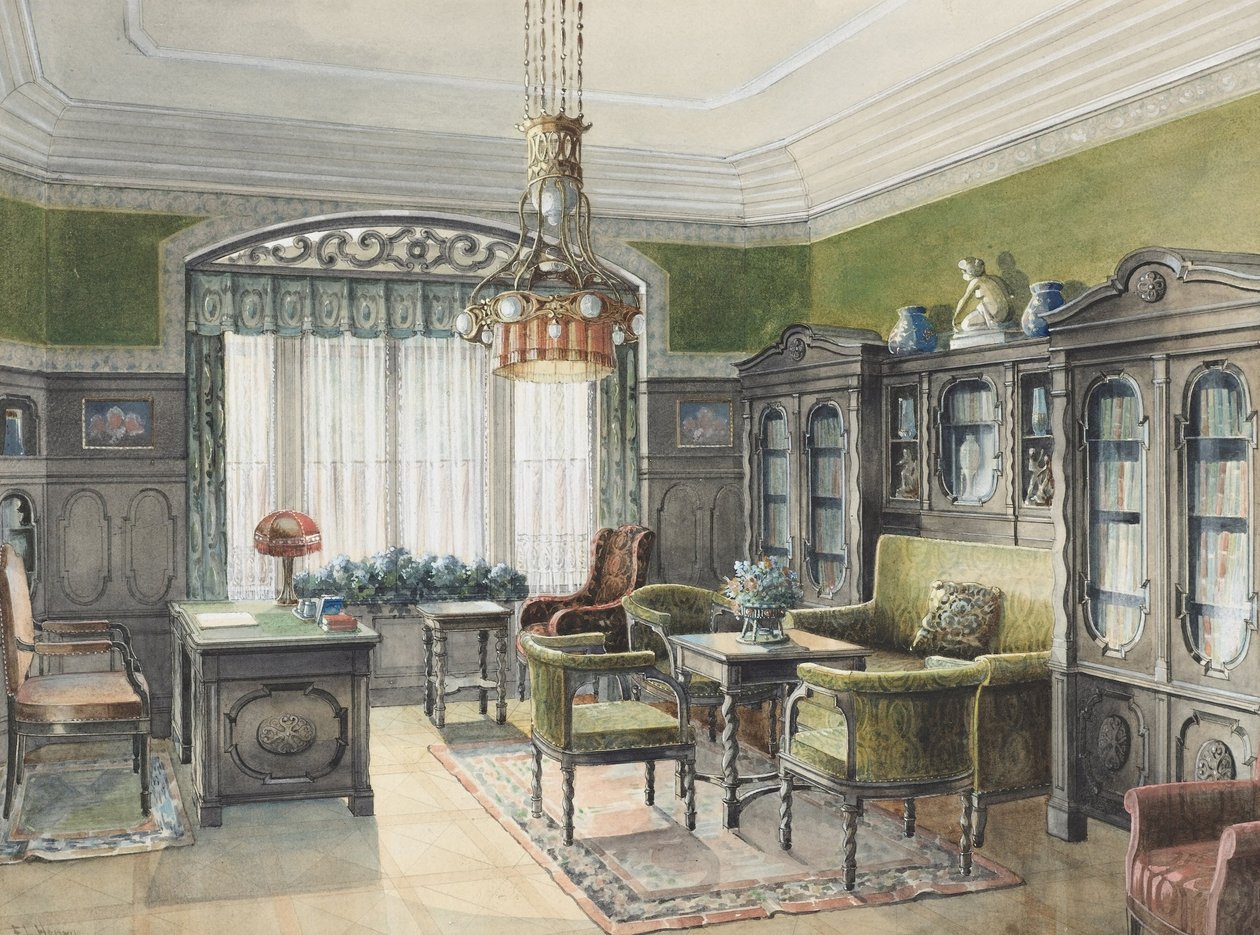 Interior da biblioteca de Edward Lamson Henry
