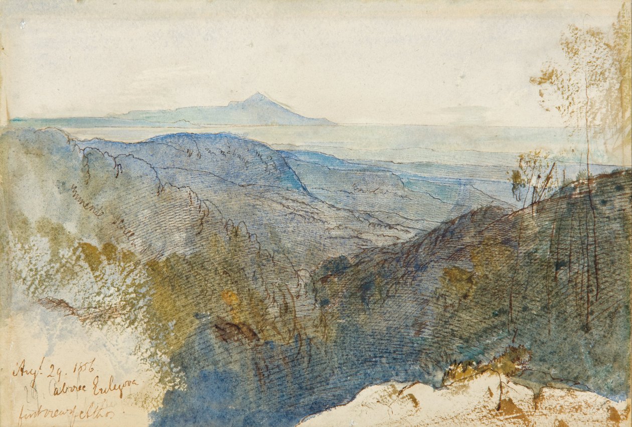 Uma visão distante do Monte Athos de Edward Lear