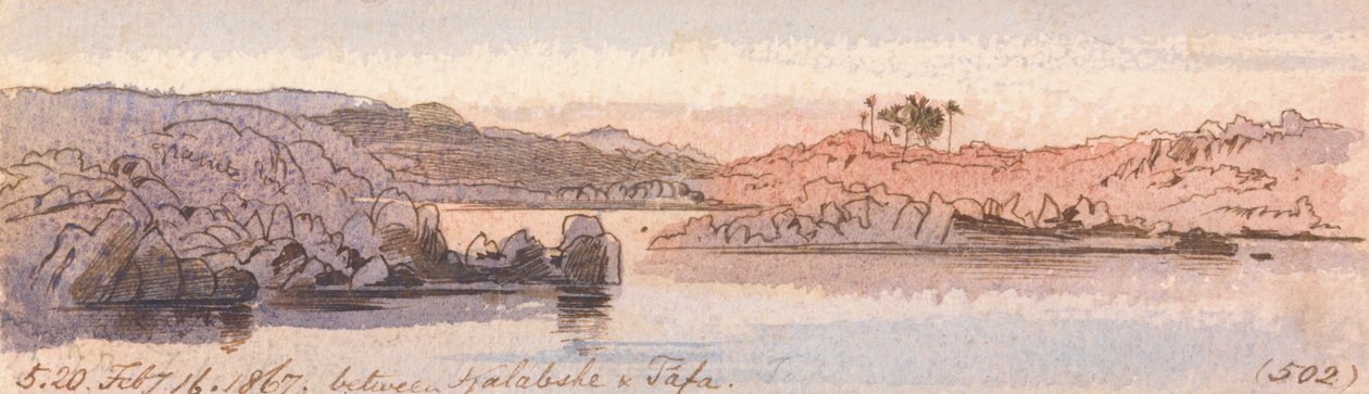 Entre Kalabshee e Tafa, 5-20 da tarde, 16 de fevereiro de 1867 (502) de Edward Lear