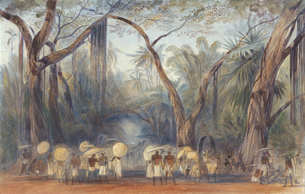 Coolies na estrada perto de Kalicut, Malabar de Edward Lear