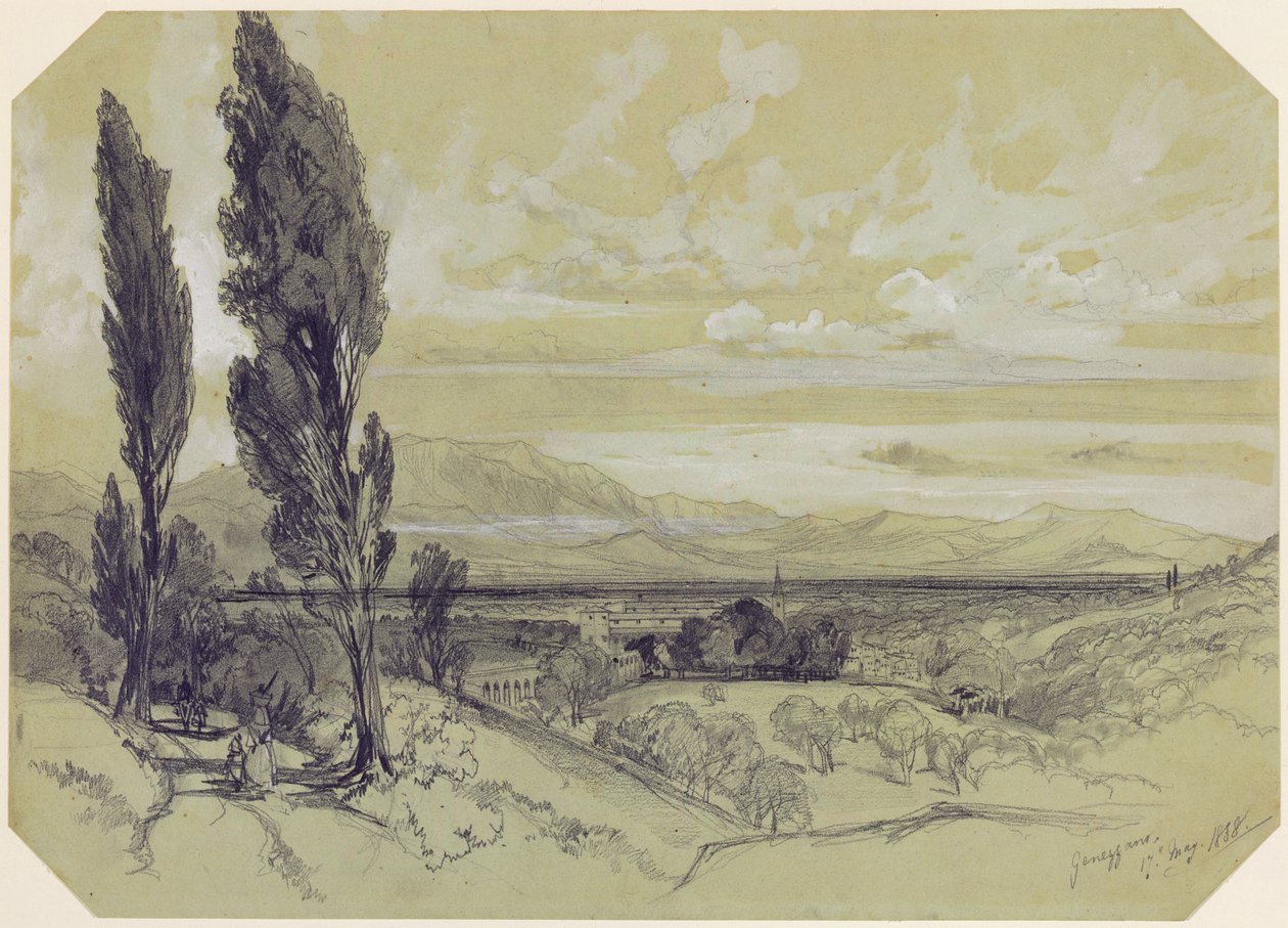 Genezzano, 17 de maio de 1838 (grafite sobre papel) de Edward Lear