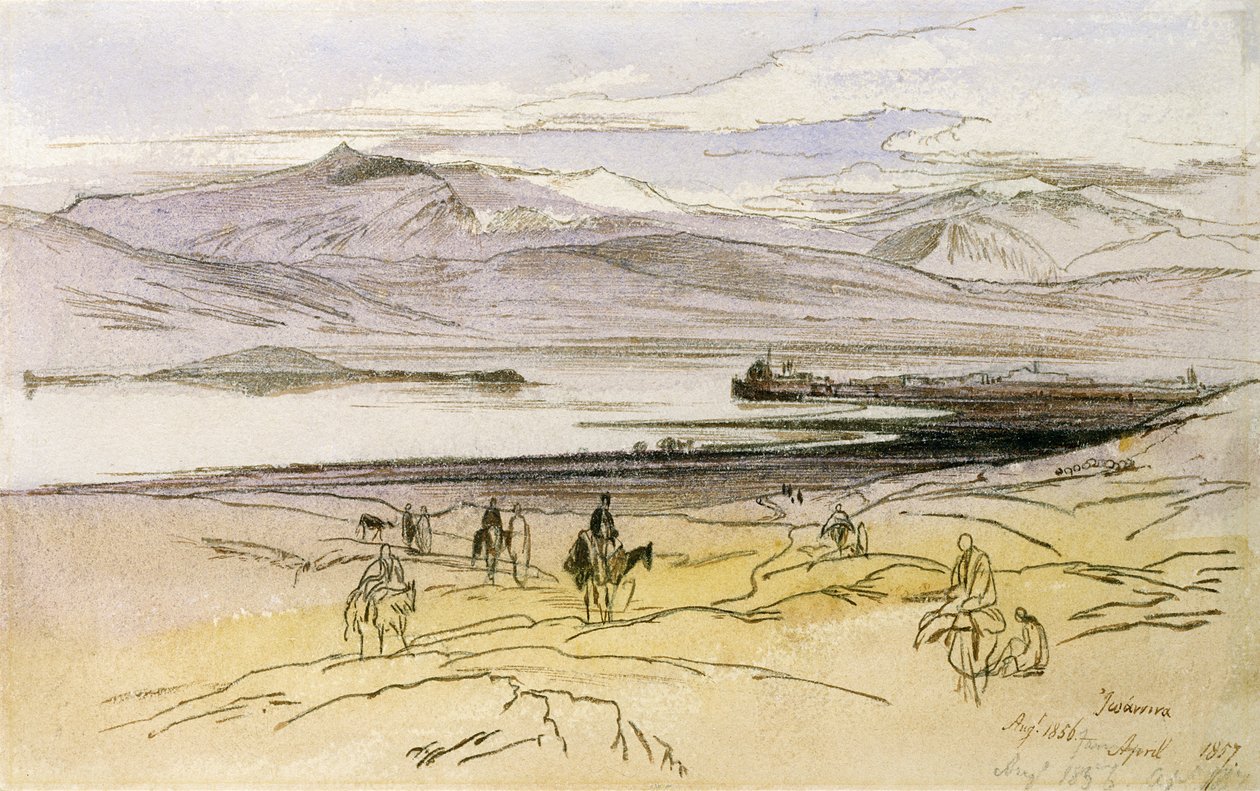 Ioannina, c.1856 (crayon e wc no papel) de Edward Lear