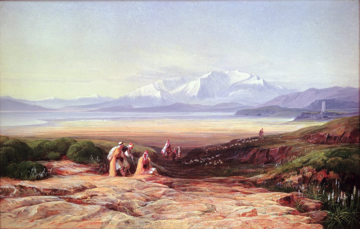 Monte, parnassus, lago, Cephissus, e, a, planícies, de, Boetia, grécia, 1860 de Edward Lear