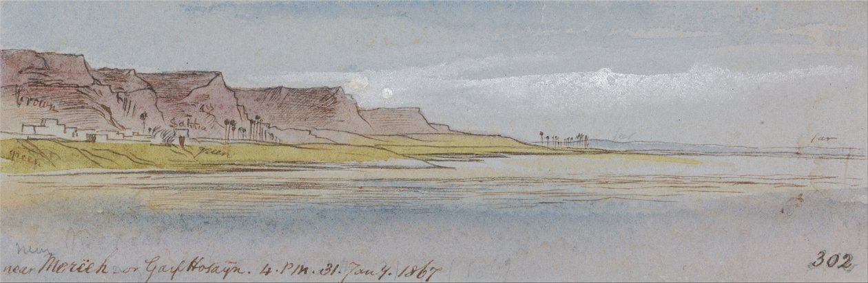 Perto de Mereeh ou Garf Hossayn, 16:00, 31 de janeiro de 1867 (302) de Edward Lear