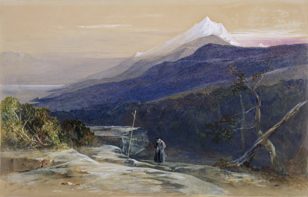 No.0950 Monte Athos, 1857 (wc, guache e giz) de Edward Lear