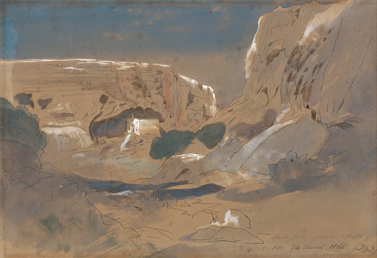 Vale rochoso de Mosta, Malta de Edward Lear