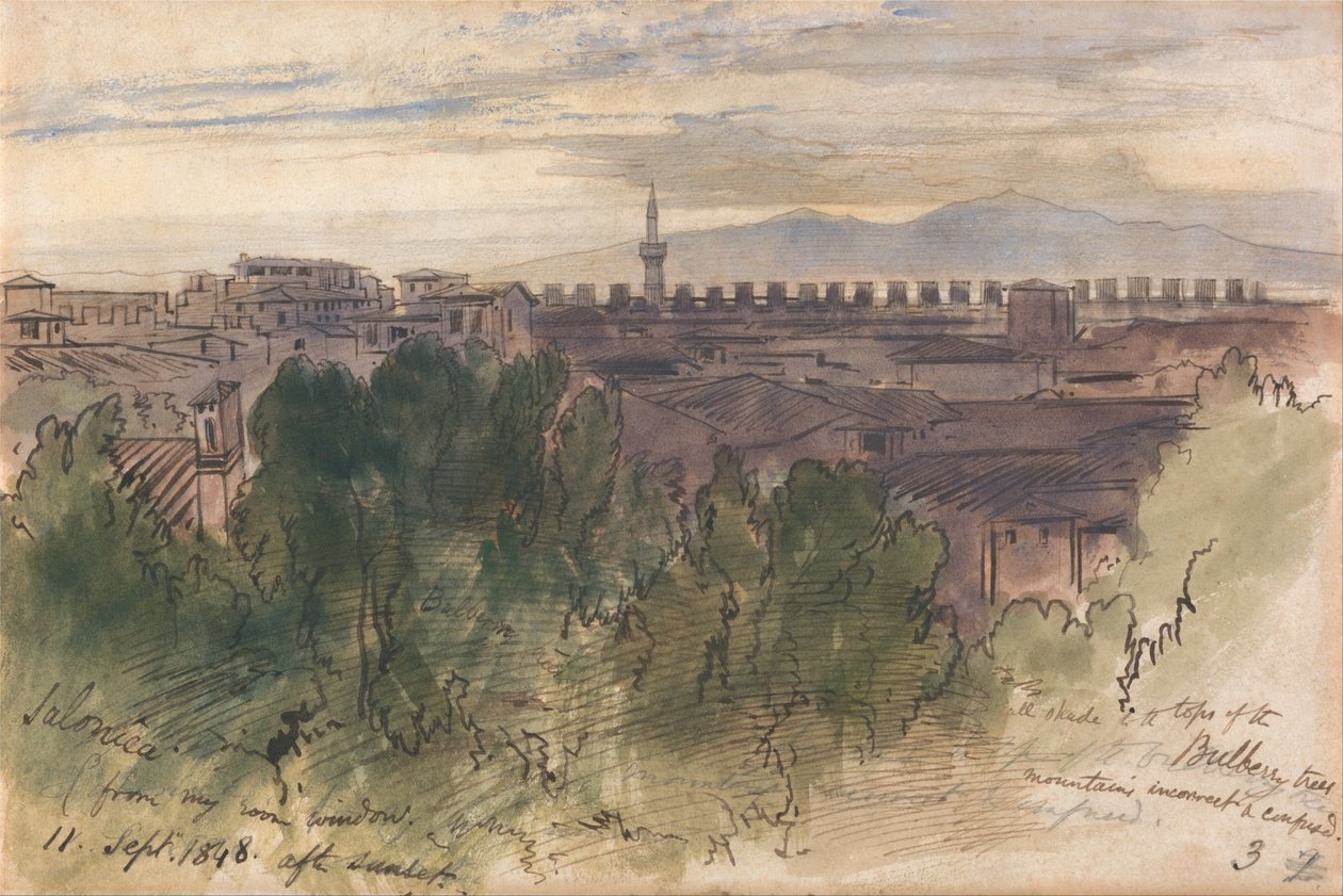 Salônica, da janela da minha sala, 11 de setembro de 1848, depois do pôr do sol de Edward Lear