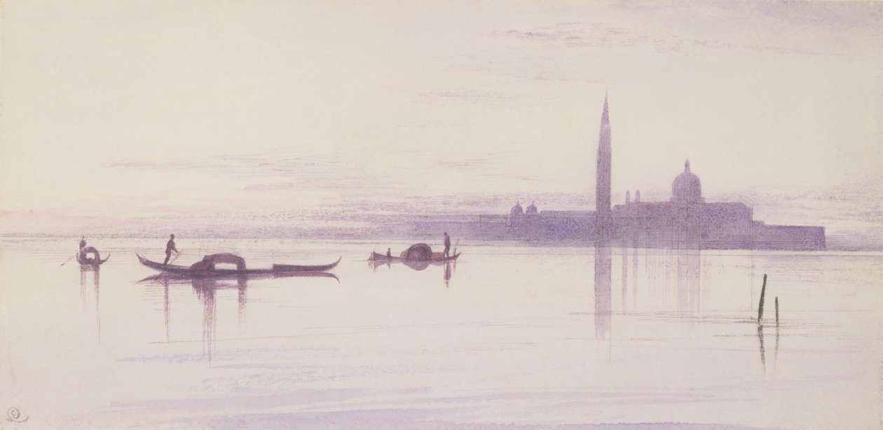 San Giorgio Maggiore da lagoa, Veneza de Edward Lear