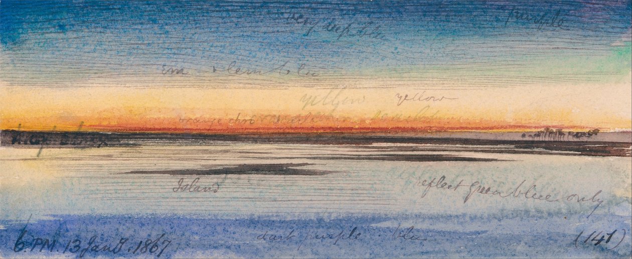 Pôr do sol ao longo do Nilo de Edward Lear