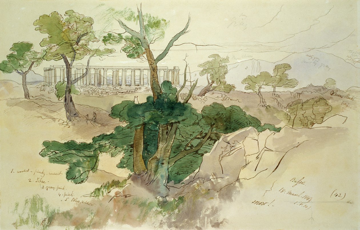 Templo em Bassae, 1849 de Edward Lear