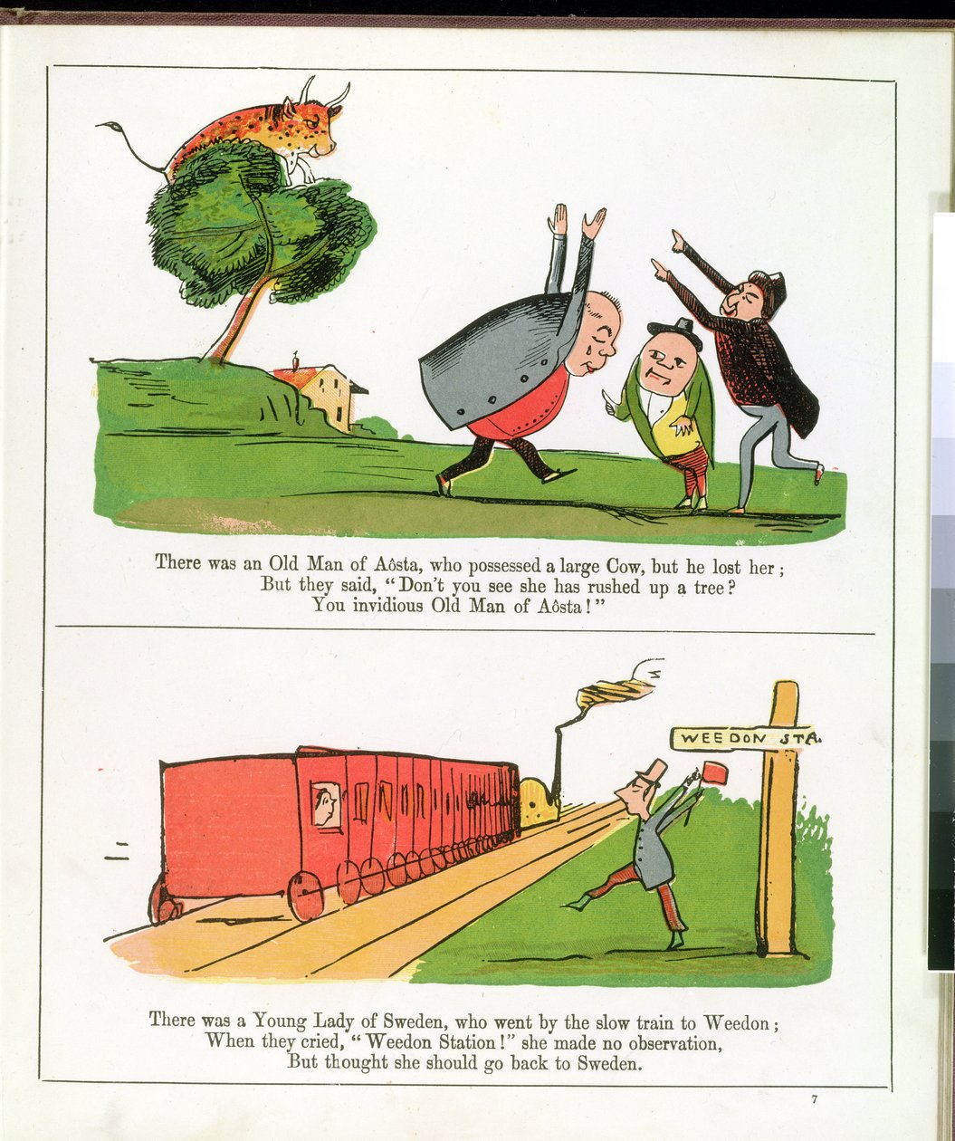 O Velho de Aosta, página de &39;O livro do absurdo&39; de Edward Lear