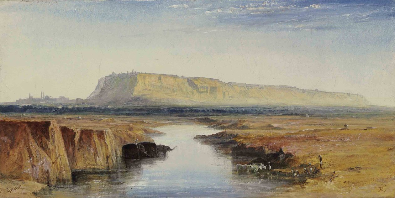 Vista de Gwalior, na Índia de Edward Lear